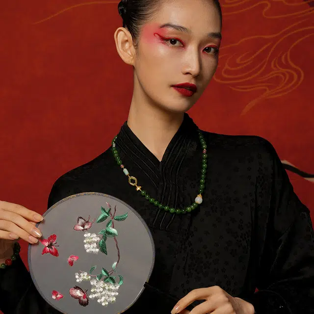 七小匠 国潮 小众设计 优雅时尚 轻奢简约 复古高级感 和田玉 星联 女款 碧玉
