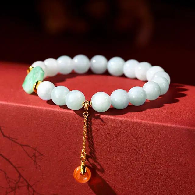 七小匠 新中式 八卦盘 复古简约 轻奢时尚 优雅小众设计 和田玉 手串 女款 青玉