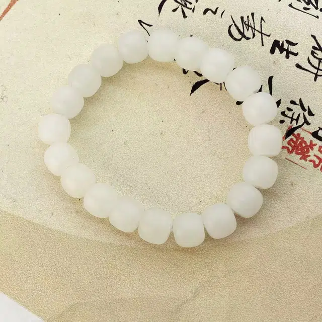 七小匠 国潮时尚简约复古设计 和田玉 手串 女款 白玉