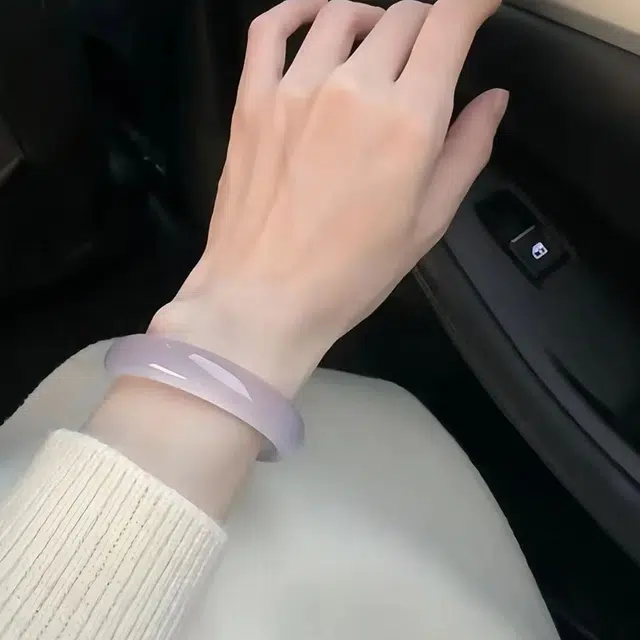 七小匠 新中式 温婉典雅 轻奢小众 高透烟紫 水润 汉服 玉髓 玉石手镯 女款