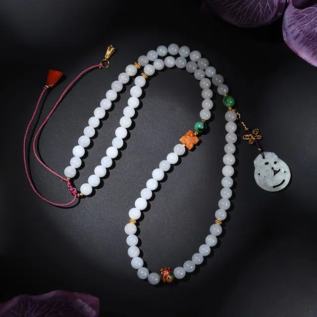七小匠 国潮 简约时尚 轻奢复古 小龙牌吊坠 小众高级感 和田玉 项链 女款 白玉