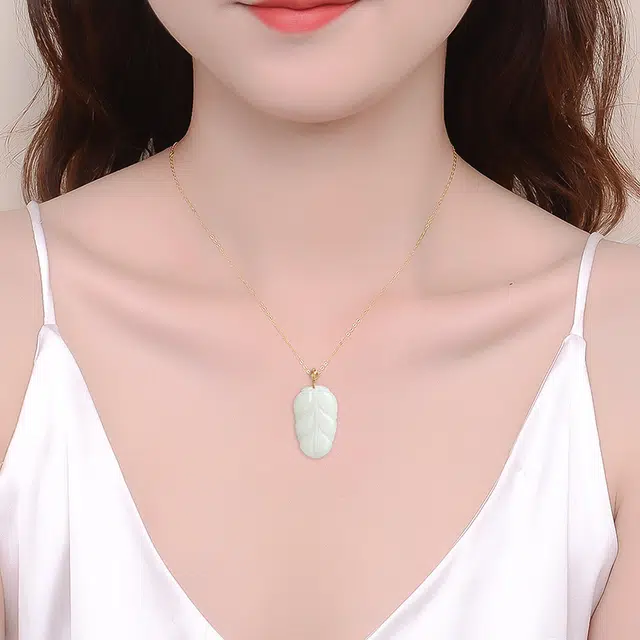 七小匠 树叶子 优雅气质 和田玉 吊坠 女款 白玉
