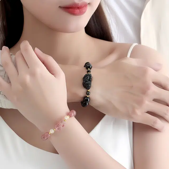 七小匠 新中式 国潮 招财貔貅 水晶 玉石手链 女款