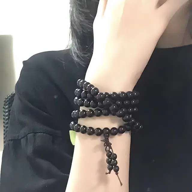 七小匠 新中式 国潮 小众设计 圆珠 檀木 木作手串 男女同款情侣款 黑檀