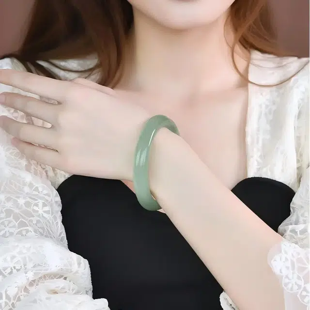 七小匠 质保青山黛 古风温婉 清冷感 高雅气质 汉服旗袍古装搭配腕饰 东陵玉 手镯 女款