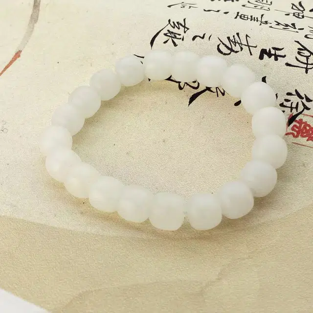 七小匠 国潮时尚简约复古设计 和田玉 手串 女款 白玉