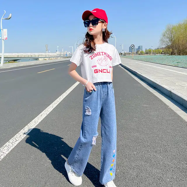 大童 蓝精灵 舒适薄款简约时尚休闲运动套装 白色
