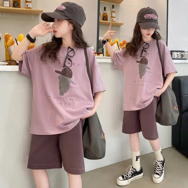 大童 蓝精灵 舒适宽松时尚休闲运动套装 紫色