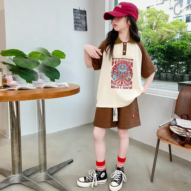 大童 蓝精灵 舒适宽松简约拼色休闲运动套装