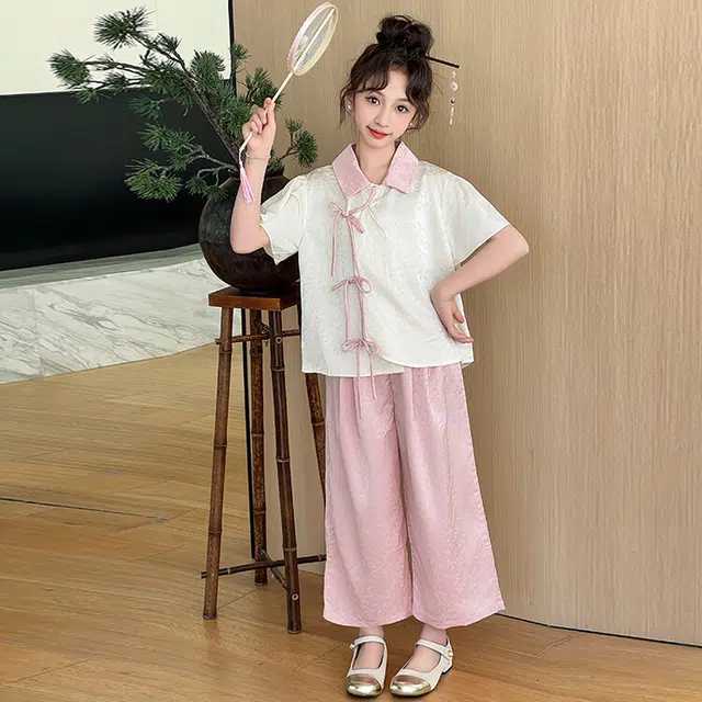 大童 蓝精灵 翻领舒适柔软轻盈透气休闲运动套装