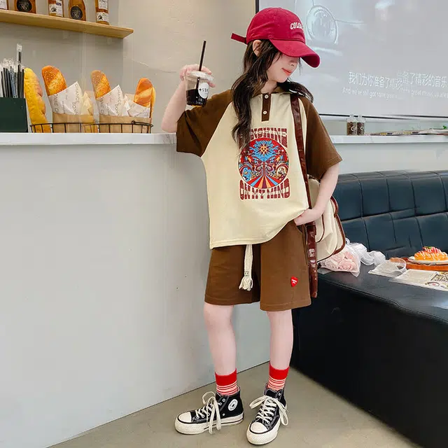 大童 蓝精灵 舒适宽松简约拼色休闲运动套装