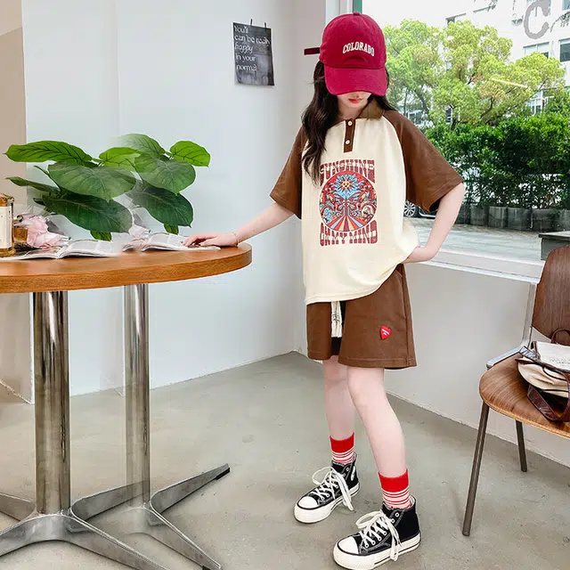 大童 蓝精灵 舒适宽松简约拼色休闲运动套装
