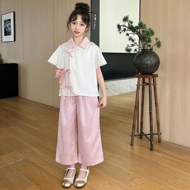大童 蓝精灵 翻领舒适柔软轻盈透气休闲运动套装