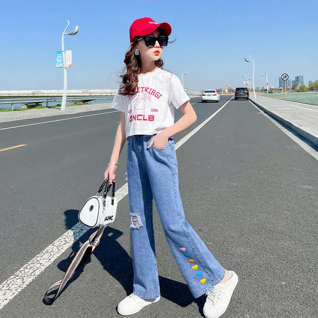 大童 蓝精灵 舒适薄款简约时尚休闲运动套装 白色