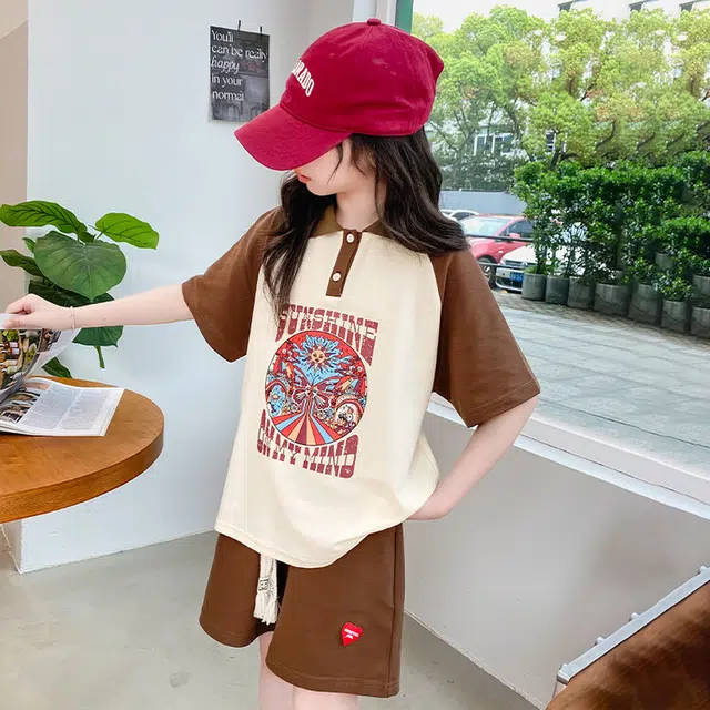 大童 蓝精灵 舒适宽松简约拼色休闲运动套装