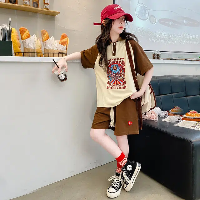 大童 蓝精灵 舒适宽松简约拼色休闲运动套装