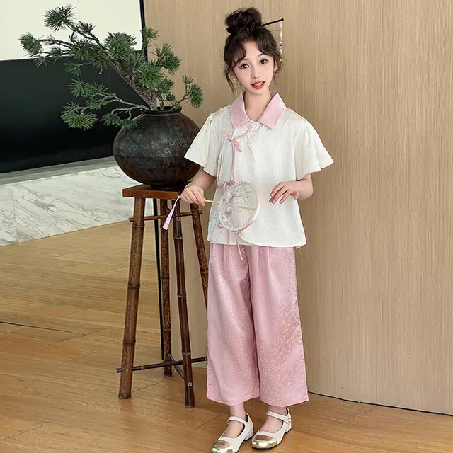 大童 蓝精灵 翻领舒适柔软轻盈透气休闲运动套装