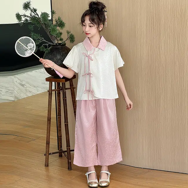 大童 蓝精灵 翻领舒适柔软轻盈透气休闲运动套装