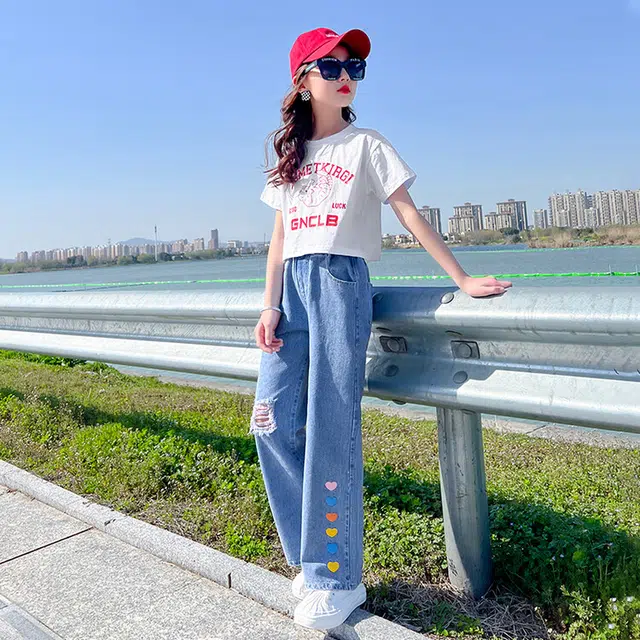 大童 蓝精灵 舒适薄款简约时尚休闲运动套装 白色