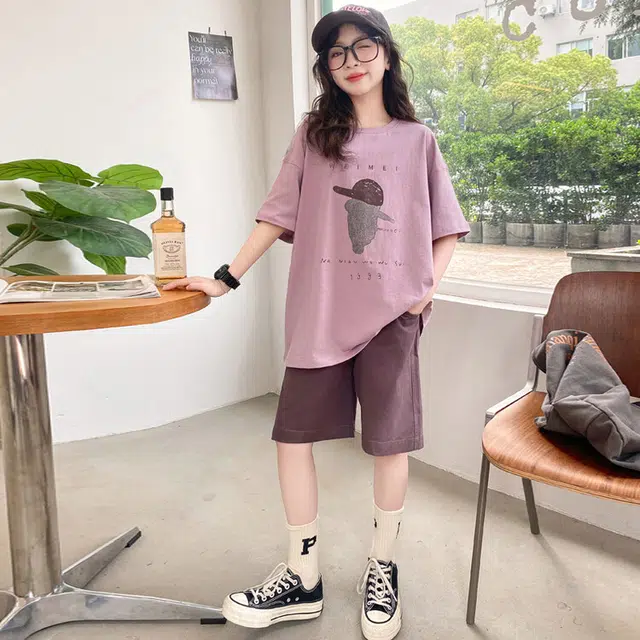 大童 蓝精灵 舒适宽松时尚休闲运动套装 紫色