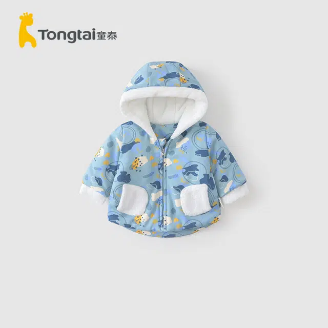 童泰 童装 图案印花连帽长袖棉服 男童女童