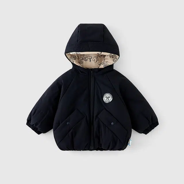 中小童 童泰连帽外套冬季宝宝夹棉加厚衣服外出上衣棉袄棉服