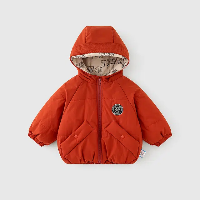 中小童 童泰连帽外套冬季宝宝夹棉加厚衣服外出上衣棉袄棉服