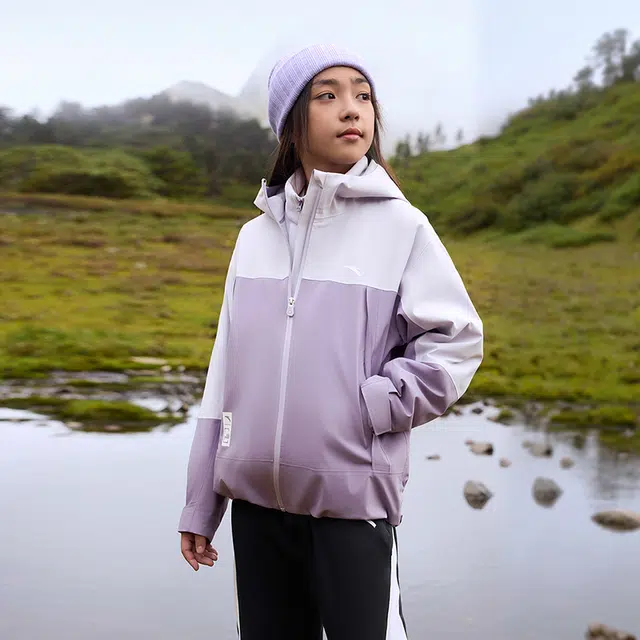 安踏儿童 防风雨科技 摇粒绒内胆三合一外套 连帽舒适时尚冲锋衣 浅雾紫/梅花紫 青少年