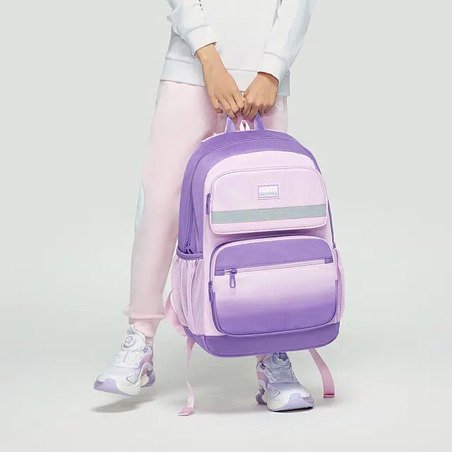 安踏儿童 拼色拉链开合耐磨大容量 织物 书包双肩包 常规 儿童款 粉色