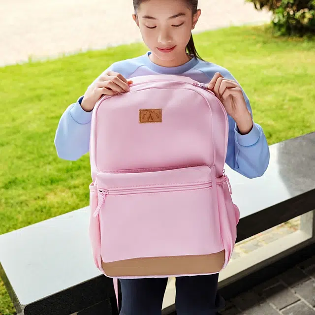 安踏儿童 拉链开合休闲 织物 双肩包 儿童款 粉色