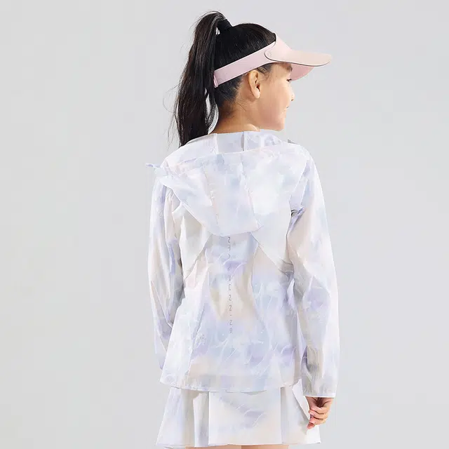 青少年 安踏儿童 拼色连帽长袖抗菌防晒服 夏橙色