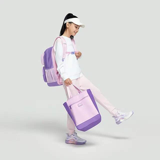 安踏儿童 拼色拉链开合耐磨大容量 织物 书包双肩包 常规 儿童款 粉色