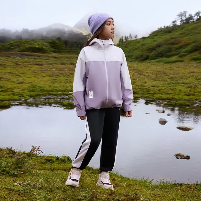 安踏儿童 防风雨科技 摇粒绒内胆三合一外套 连帽舒适时尚冲锋衣 浅雾紫/梅花紫 青少年
