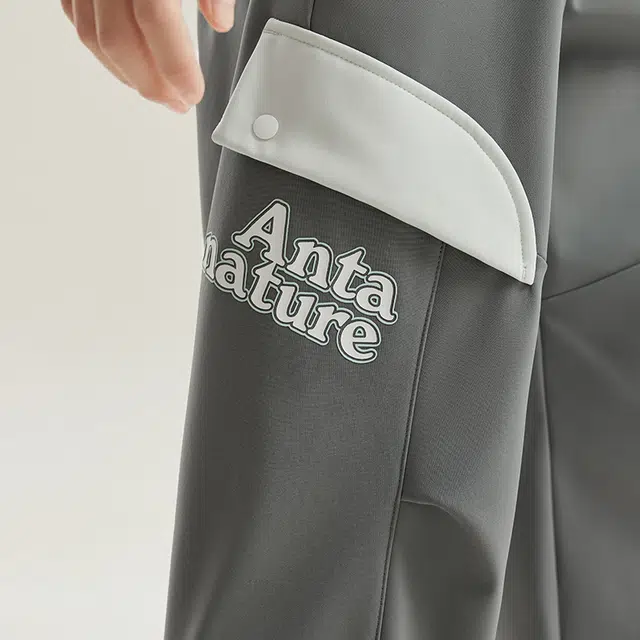 安踏儿童 时尚百搭松紧腰休闲长裤 旷野灰 青少年