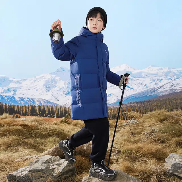 安踏儿童 轻盈保暖时尚柔软羽绒服 涡轮蓝 青少年