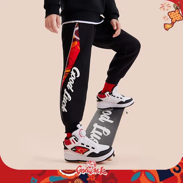 青少年 安踏儿童针织运动裤 时尚舒适百搭 黑色