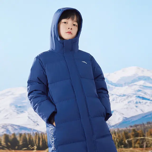 安踏儿童 轻盈保暖时尚柔软羽绒服 涡轮蓝 青少年