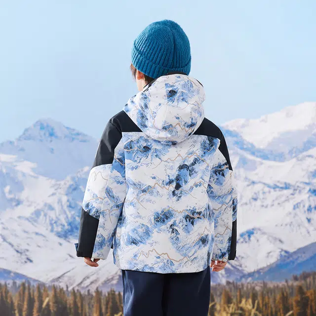 安踏儿童 连帽时尚拼色长袖羽绒服 纯净白 中小童