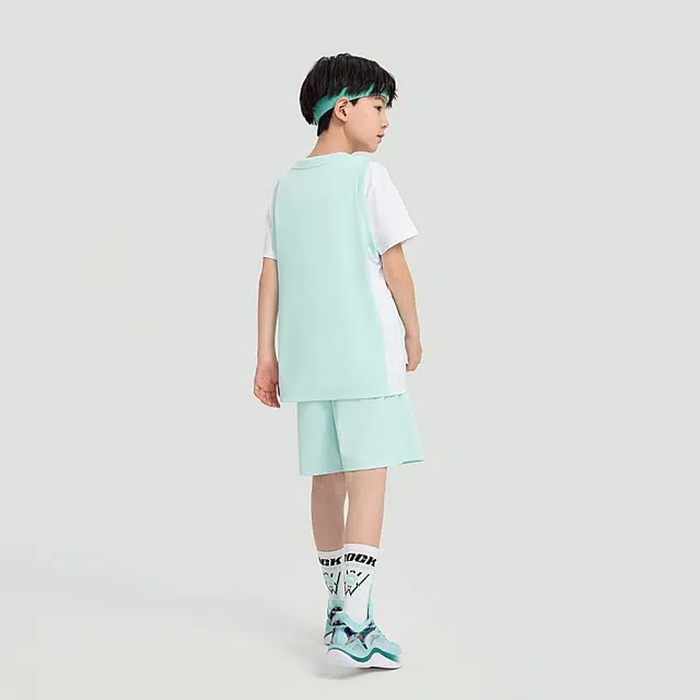 大童 安踏儿童 圆领字母印花无袖休闲运动套装