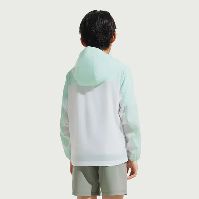 儿童款 安踏儿童 小光甲 撞色拼接长袖舒适连帽防晒服 巡游绿