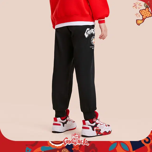 青少年 安踏儿童针织运动裤 时尚舒适百搭字母亲肤 黑色