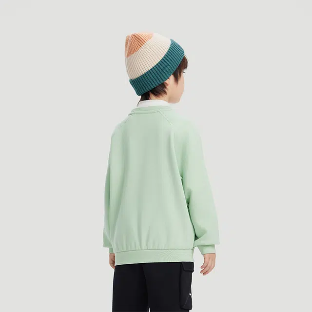 安踏儿童 圆领时尚柔软轻盈卫衣 飘带绿 中小童