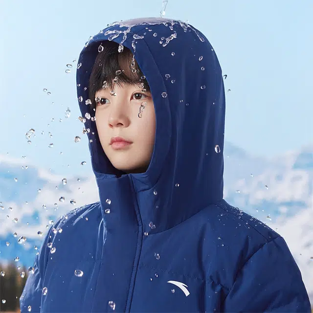 安踏儿童 轻盈保暖时尚柔软羽绒服 涡轮蓝 青少年