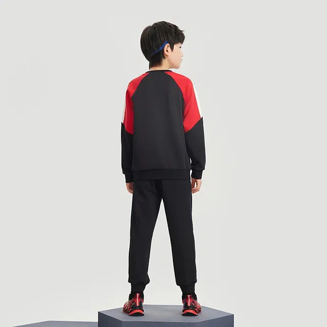 大童 安踏儿童 简约柔软亲肤舒适休闲运动套装 梦幻黑