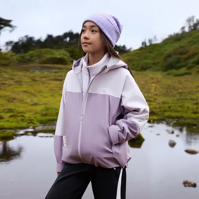 安踏儿童 防风雨科技 摇粒绒内胆三合一外套 连帽舒适时尚冲锋衣 浅雾紫/梅花紫 青少年