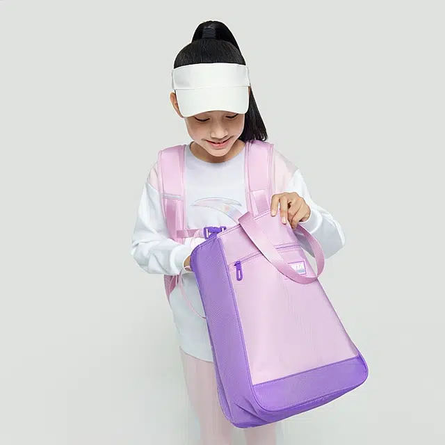 安踏儿童 拼色拉链开合耐磨大容量 织物 书包双肩包 常规 儿童款 粉色