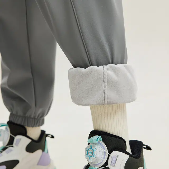 安踏儿童 时尚百搭松紧腰休闲长裤 旷野灰 青少年