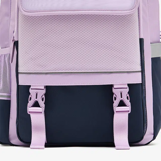 安踏儿童 护脊平衡拉链开合物 织 双肩包 常规 儿童款 粉紫/藏青