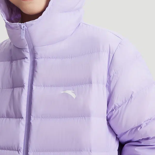 青少年 安踏儿童 轻暖系列柔软舒适连帽羽绒服 冷凝紫色