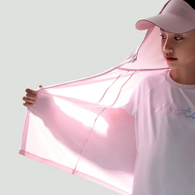 儿童款 安踏儿童 小光甲纯色拉链连帽运动长袖防晒服 黛粉红